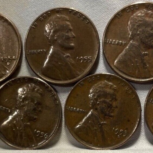 Lincoln Wheat Pennies 1952-1953-1954-1955-1956-1957-1958 7-Coin Set / Circulated - Picture 5 of 7